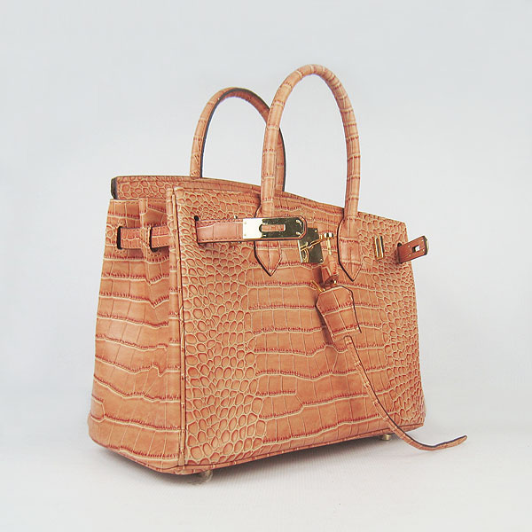 Replica Hermes Birkin 30CM Crocodile Veins Bag Orange 6088 On Sale - Click Image to Close